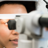 woman having an eye check up