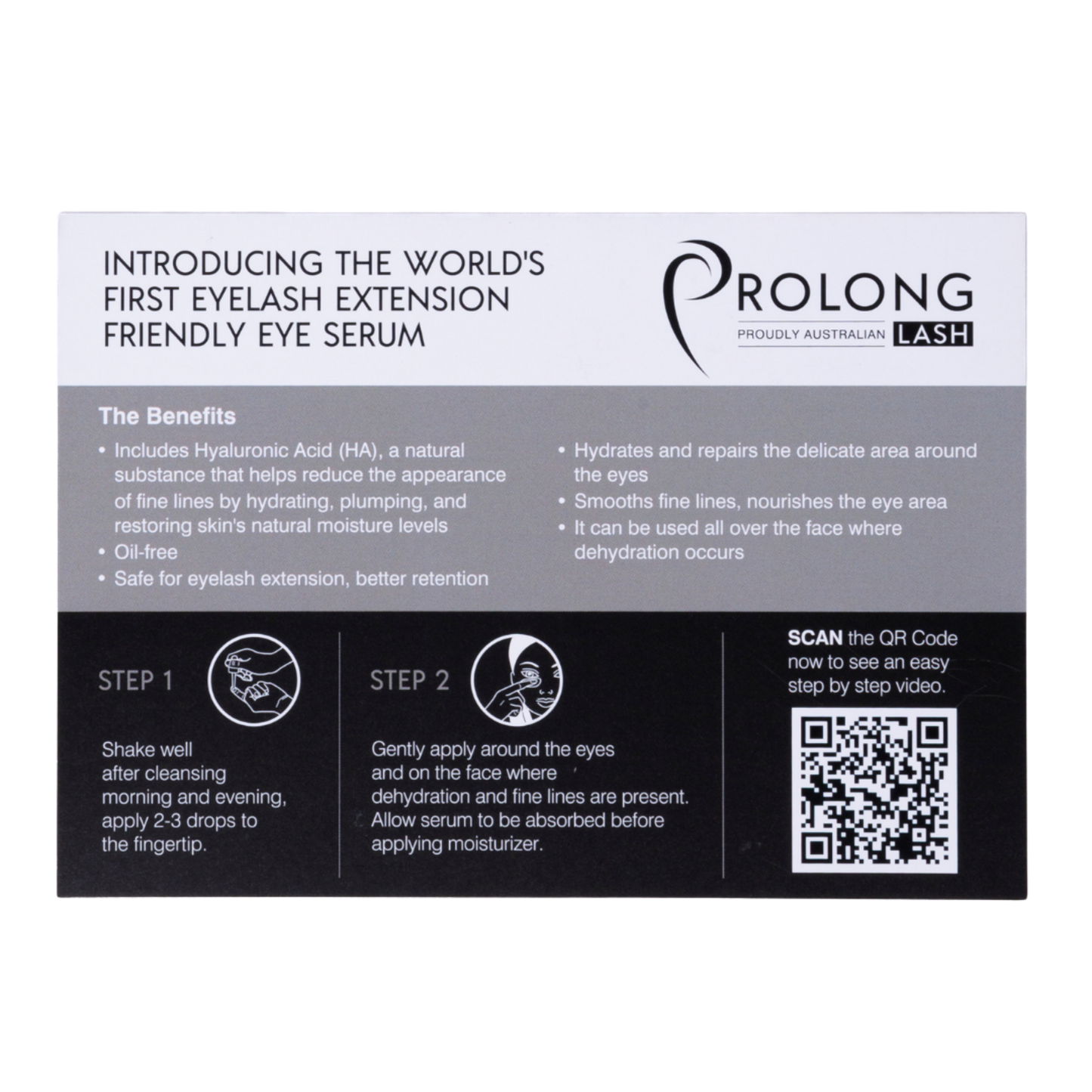 Postcard with information about how to use Prolong Lash Under Eye Hydrating Serum