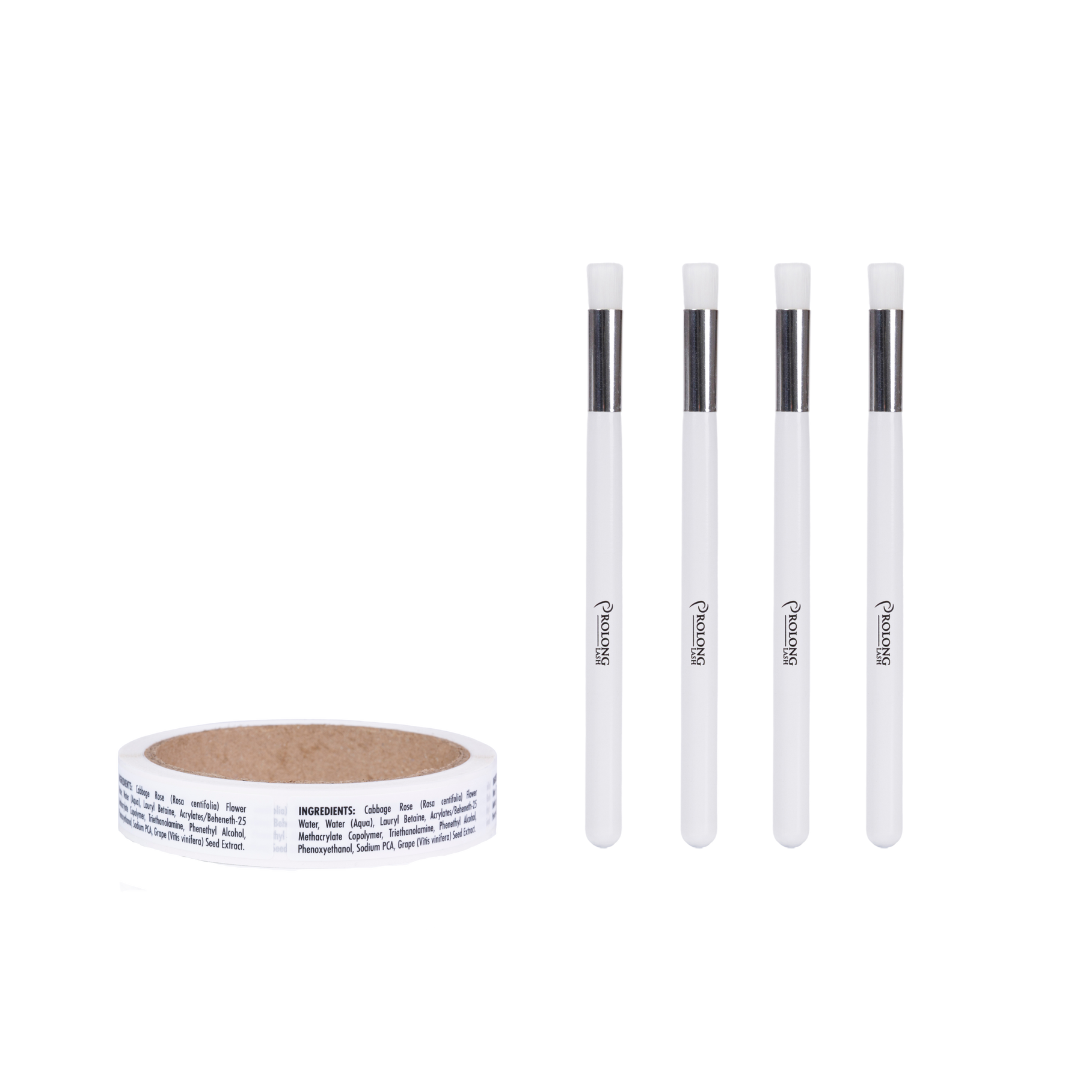 Cleanser Concentrate Ingredient labels and eyelash extension cleansing brushes