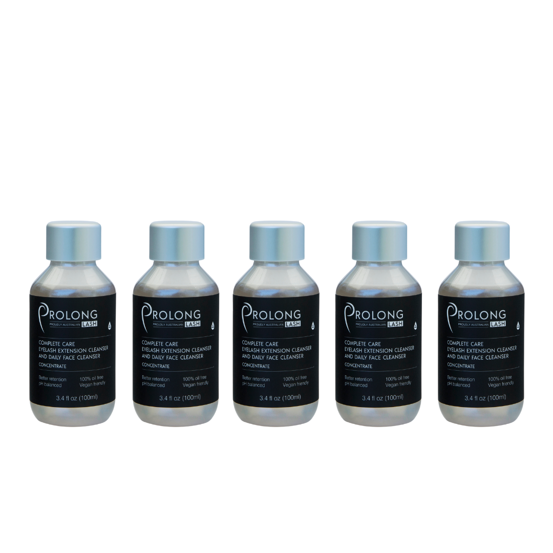 5 100ml bottles of Prolong Lash Cleanser Concentrate